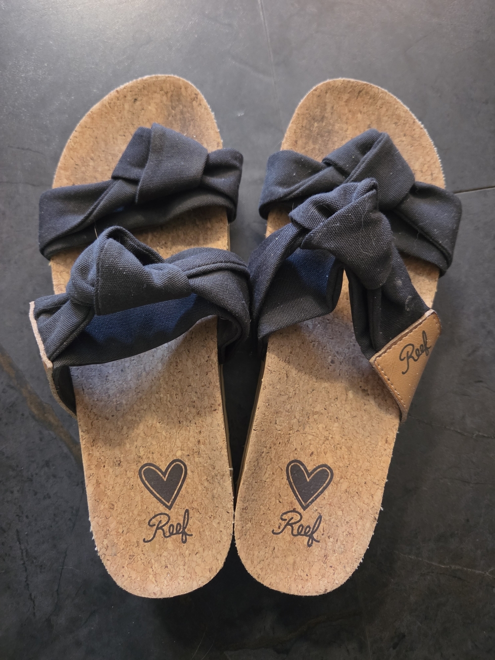 Reef Black Knot-Front Cork Slide Sandals
